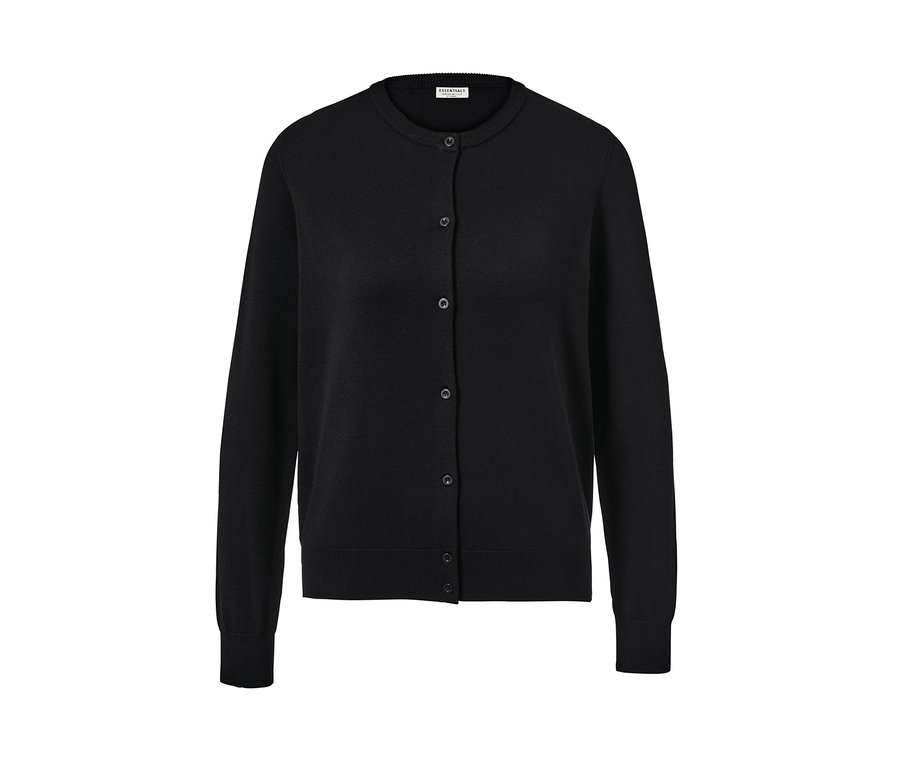 Düğmeli, siyah ince örgü hırka.