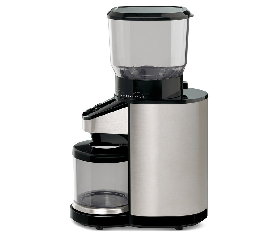 Paslanmaz çelikten tartılı, elektrikli kahve değirmeni.