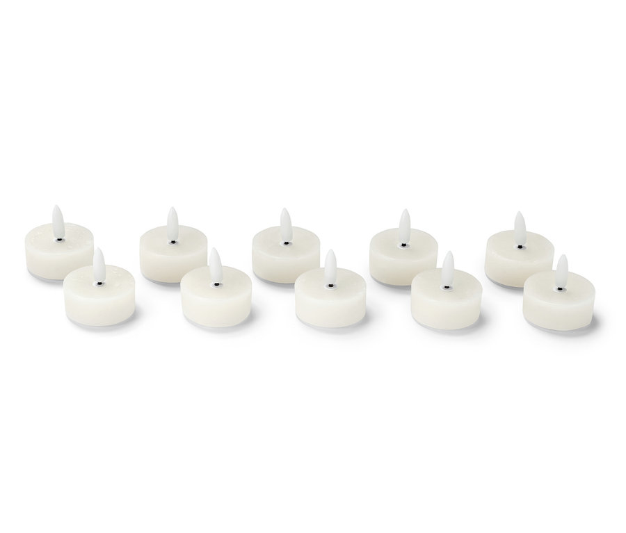 Krem rengi, 10 adet LED gerçek mum tealight.