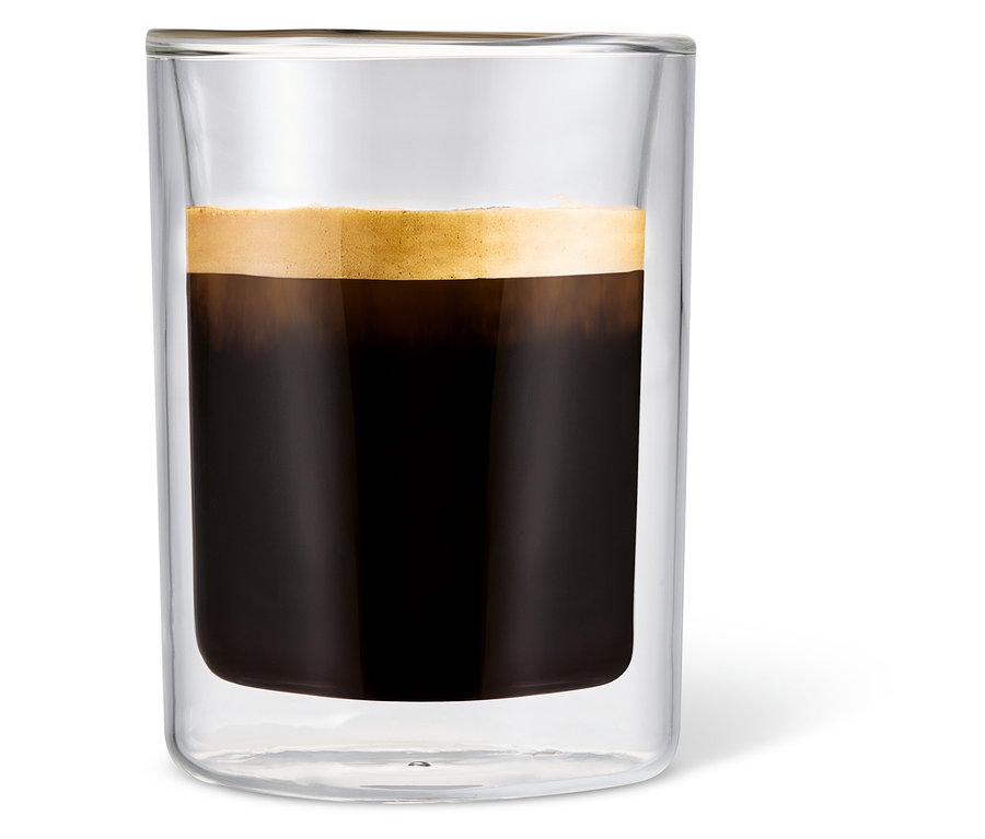 Köpükü kahve 2 Caffè Crema Bardağından birinde. 