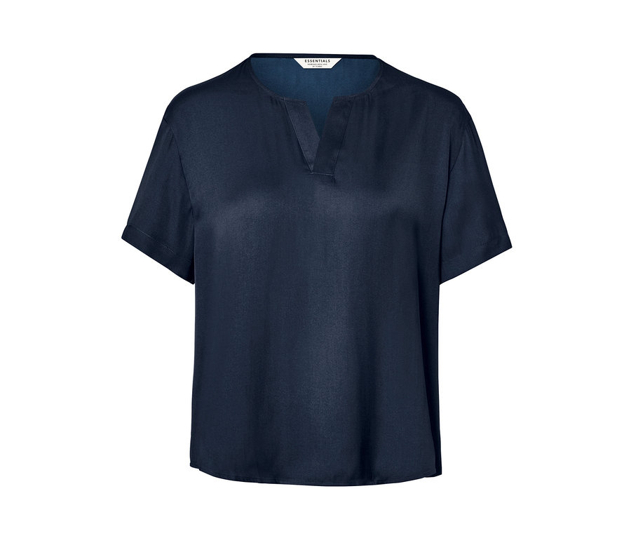 Lacivert saten tunik bluz.