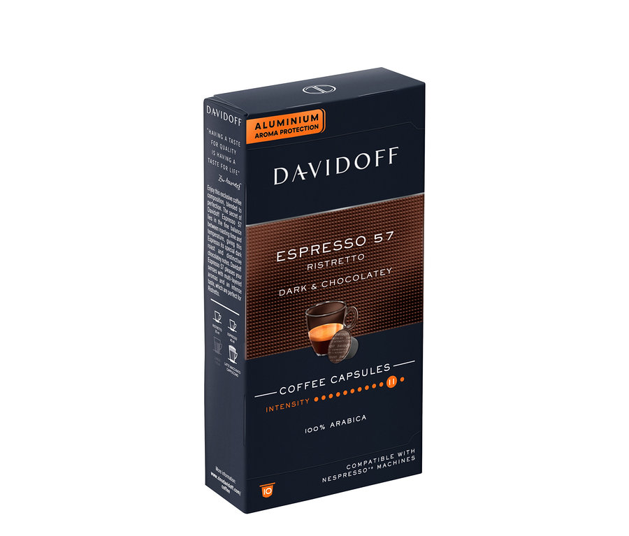 10 kapsül DAVIDOFF CAFÉ Espresso 57 kahve paketi.