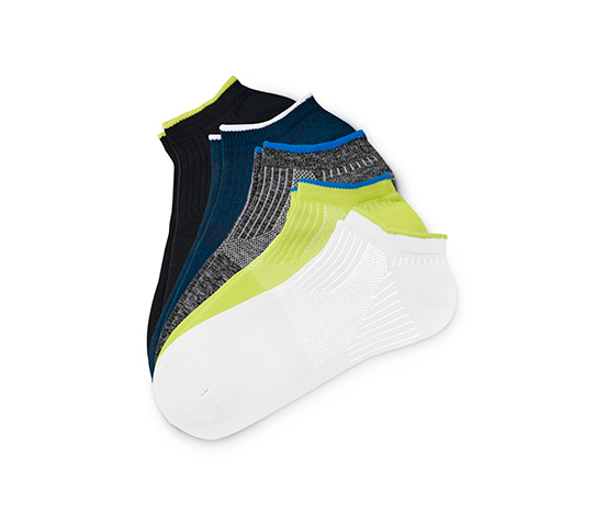 5 Çift Spor Sneaker Çorabı, Mavi, Limon Yeşili, Gri