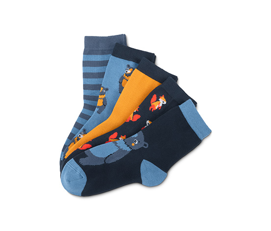5 Çift Organik Pamuklu Çorap, Ayı ve Tilki Motifli