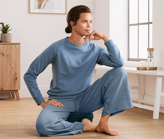 Organik Pamuklu Yoga Sweatshirt, Mavi