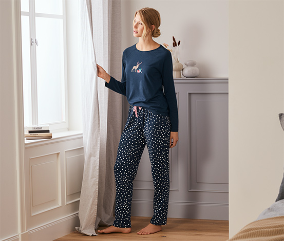 Organik Pamuklu Pijama Takımı, Tamamı Baskılı