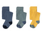 3 Çift Organik Pamuklu Külotlu Çorap, Yeşil, Sarı, Mavi