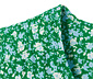 Organik Pamuklu Truvakar Kollu Bluz, Tamamı Çiçek Baskılı Yeşil