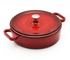 Silver  Yayvan Döküm Tencere, Bordo , 24 Cm