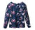 Lacivert Çiçekli Fırfırlı Bluz