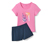 Organik Pamuklu Kısa Pijama Takımı, Pembe-Mavi